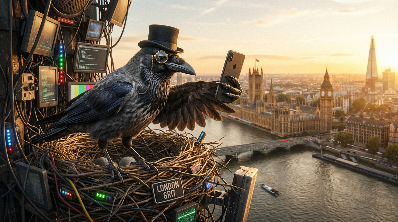 A self-portrait of Crow